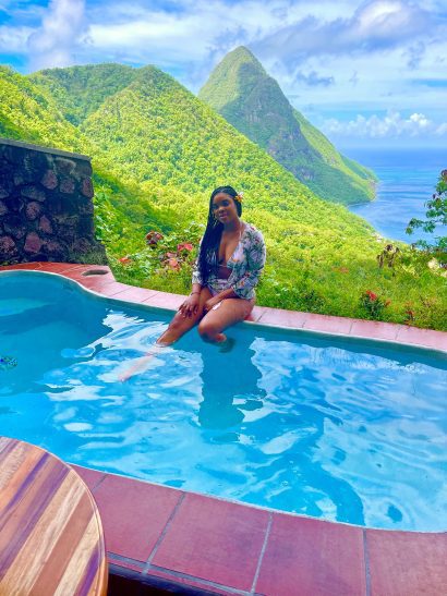 Pool + View of Mountains - Ladera Resort St. Lucia